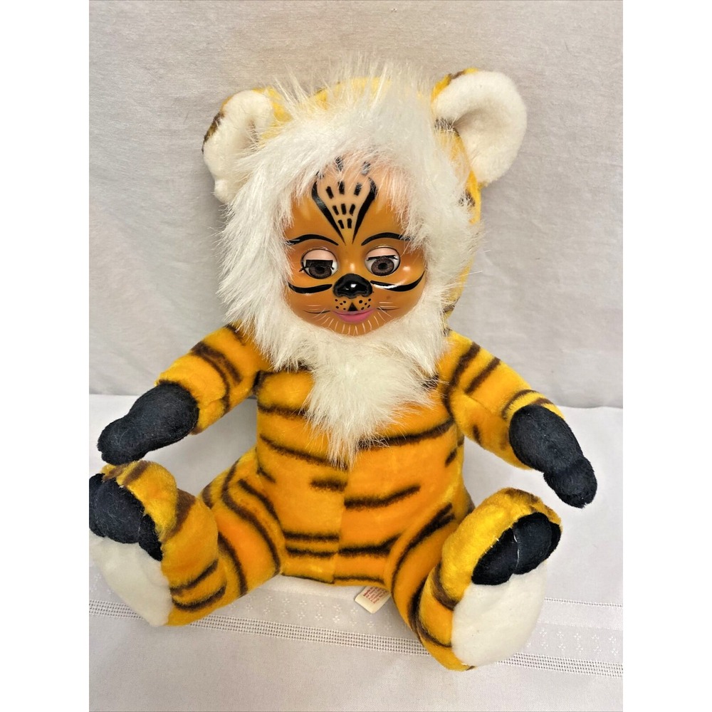 King Plush Tiger Plush plastic face stuffed animal soft cuddly toys 10 1/2"
